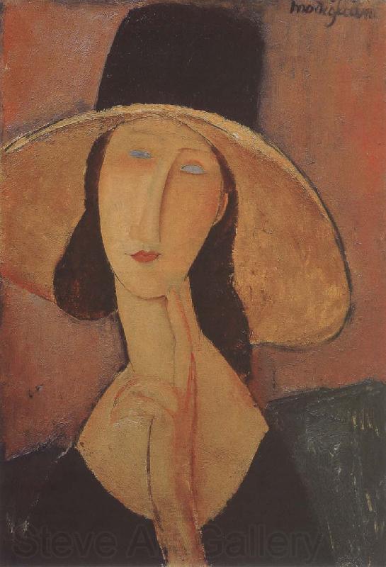 Amedeo Modigliani Portrait of Jeanne hebuterne iwth large hat Spain oil painting art